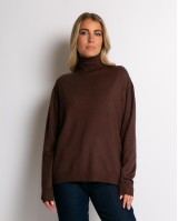 Μπλούζα πλεκτή απαλή υφή ζιβάγκο καφέ