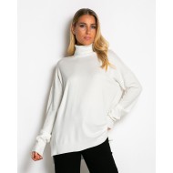 Μπλούζα πλεκτή απαλή υφή ζιβάγκο λευκό