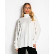 Μπλούζα πλεκτή απαλή υφή ζιβάγκο λευκό