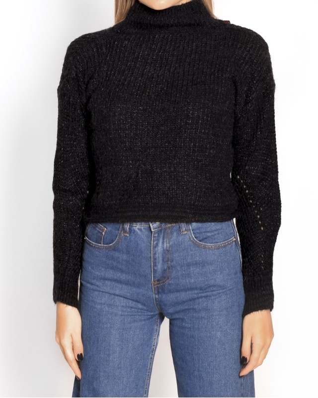 Πλεκτό κοντό ζιβάγκο μαύρο