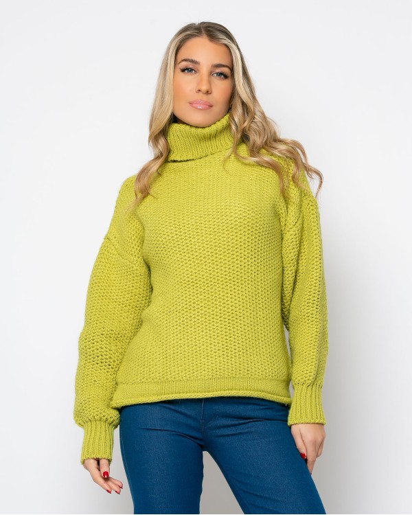 Μπλούζα πλεκτή ζιβάγκο με γύρισμα στο τελείωμα navy