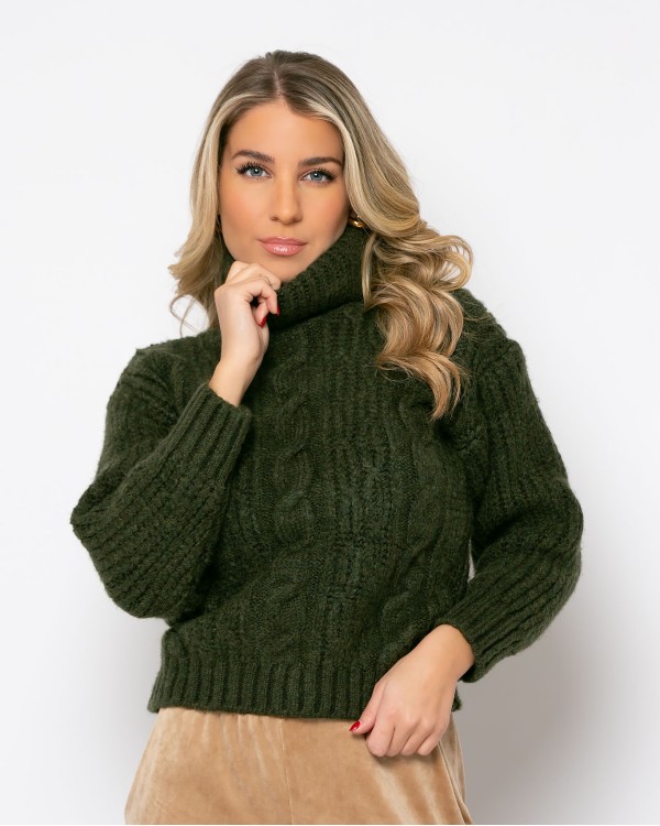 Πλεκτό ζιβάγκο κοντό χακί