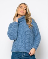 Πλεκτό ζιβάγκο κοντό γαλάζιο