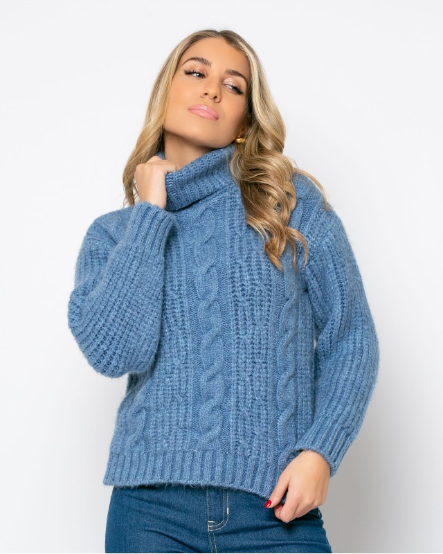 Πλεκτό ζιβάγκο κοντό γαλάζιο