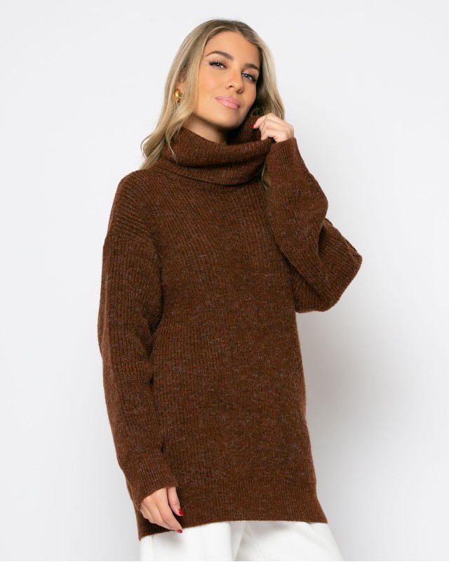 Πλεκτό ζιβάγκο καφέ