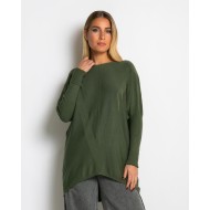 Μπλούζα πλεκτή με ασύμμετρο τελείωμα χακί