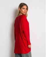 Μπλούζα πλεκτή με ασύμμετρο τελείωμα κόκκινο