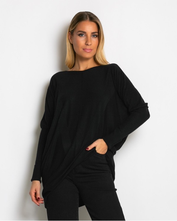 Μπλούζα πλεκτή με ασύμμετρο τελείωμα χακί