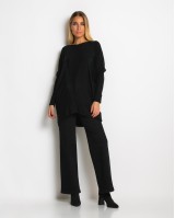 Μπλούζα πλεκτή με ασύμμετρο τελείωμα μαύρο