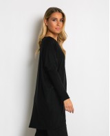 Μπλούζα πλεκτή με ασύμμετρο τελείωμα μαύρο