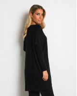 Μπλούζα πλεκτή με ασύμμετρο τελείωμα μαύρο