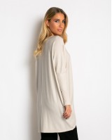Μπλούζα πλεκτή με ασύμμετρο τελείωμα μπεζ
