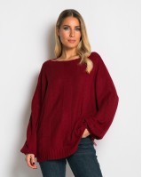 Μπλούζα πλεκτή με σχέδιο στο τελείωμα μπορντώ