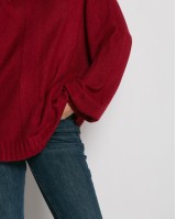 Μπλούζα πλεκτή με σχέδιο στο τελείωμα μπορντώ