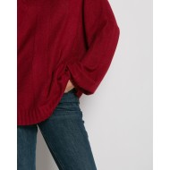 Μπλούζα πλεκτή με σχέδιο στο τελείωμα μπορντώ