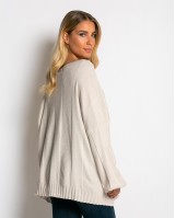 Μπλούζα πλεκτή με σχέδιο στο τελείωμα μπεζ ανοιχτό