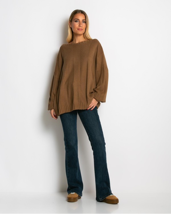 Μπλούζα πλεκτή με σχέδιο στο τελείωμα μπορντώ