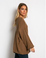 Μπλούζα πλεκτή με σχέδιο στο τελείωμα ταμπά