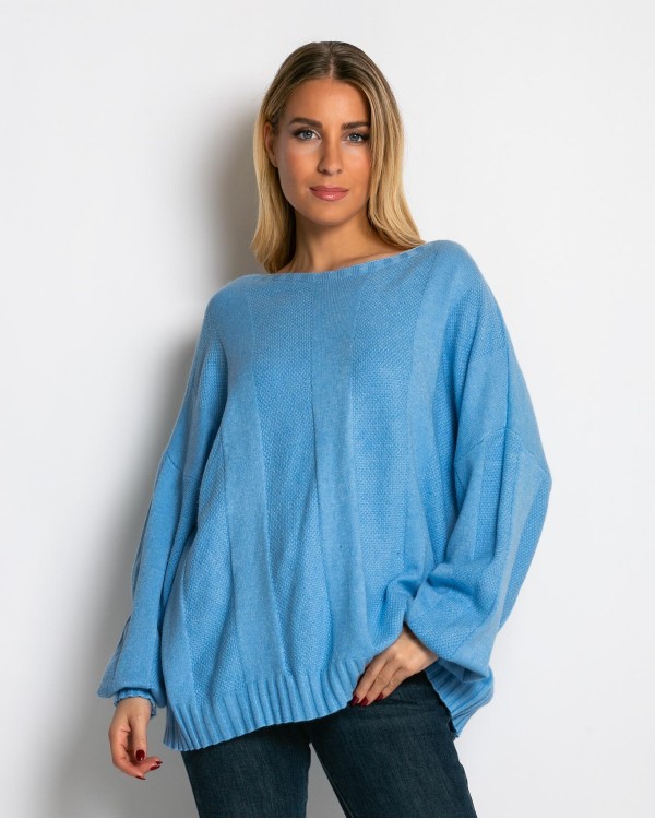 Μπλούζα πλεκτή με σχέδιο στο τελείωμα μπορντώ