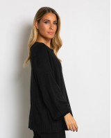 Μπλούζα πλεκτή με σχέδιο στο τελείωμα μαύρο