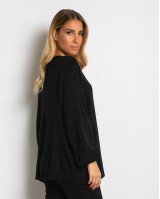 Μπλούζα πλεκτή με σχέδιο στο τελείωμα μαύρο