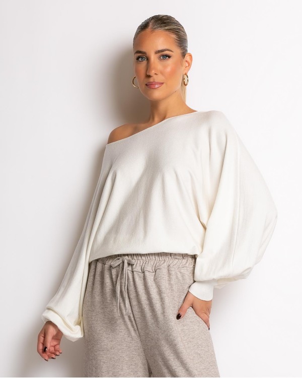 Μπλούζα ψιλό πλεκτό με μανίκι balloon γκρι