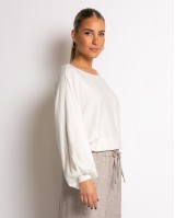 Μπλούζα ψιλό πλεκτό με μανίκι balloon εκρού