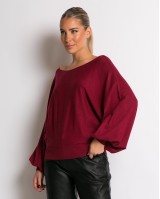 Μπλούζα ψιλό πλεκτό με μανίκι balloon μπορντώ