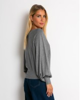 Μπλούζα ψιλό πλεκτό με μανίκι balloon γκρι