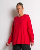 Μπλούζα με στρογγυλή λαιμόκοψη απαλή υφή κόκκινο