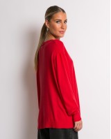 Μπλούζα με στρογγυλή λαιμόκοψη απαλή υφή κόκκινο