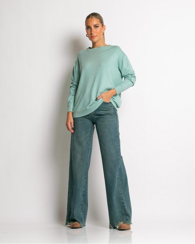 Μπλούζα με στρογγυλή λαιμόκοψη απαλή υφή μέντα