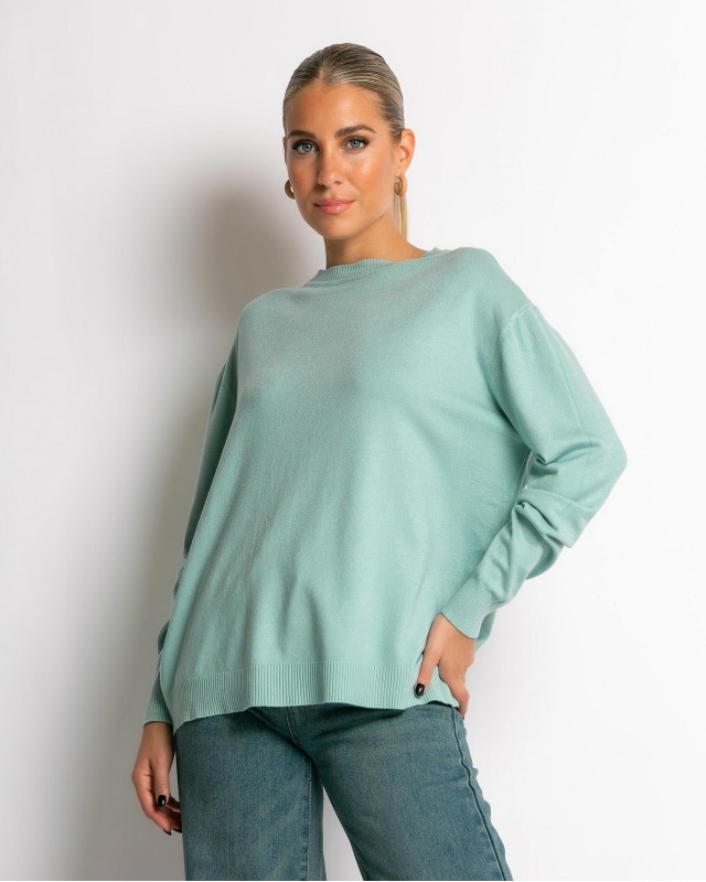 Μπλούζα με στρογγυλή λαιμόκοψη απαλή υφή μέντα