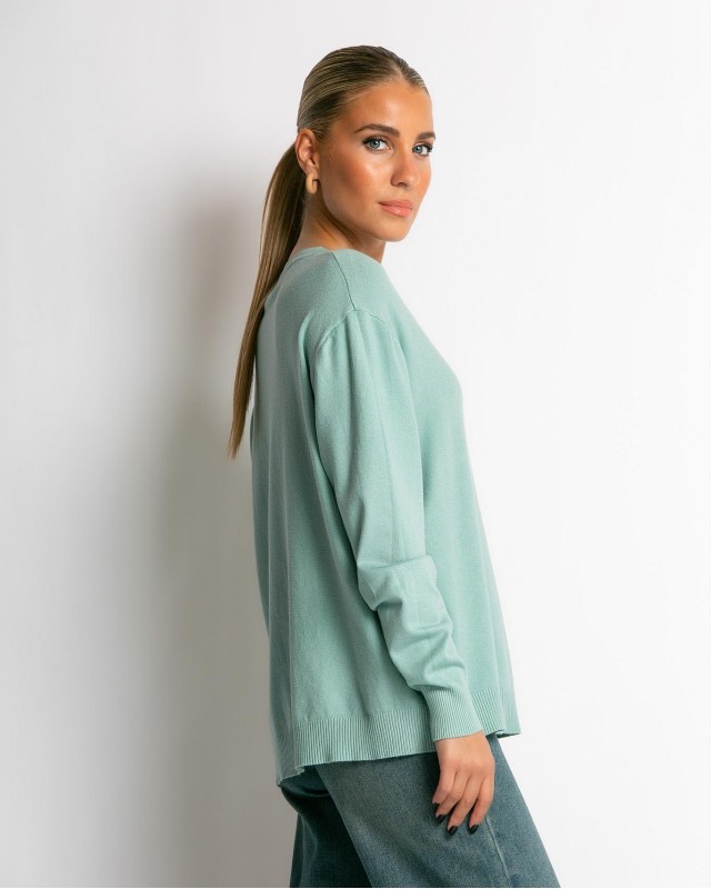 Μπλούζα με στρογγυλή λαιμόκοψη απαλή υφή μέντα