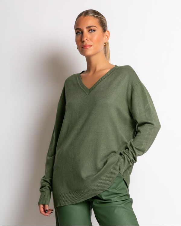 Μπλούζα ψιλό πλεκτό απαλή υφή με V μπορντώ