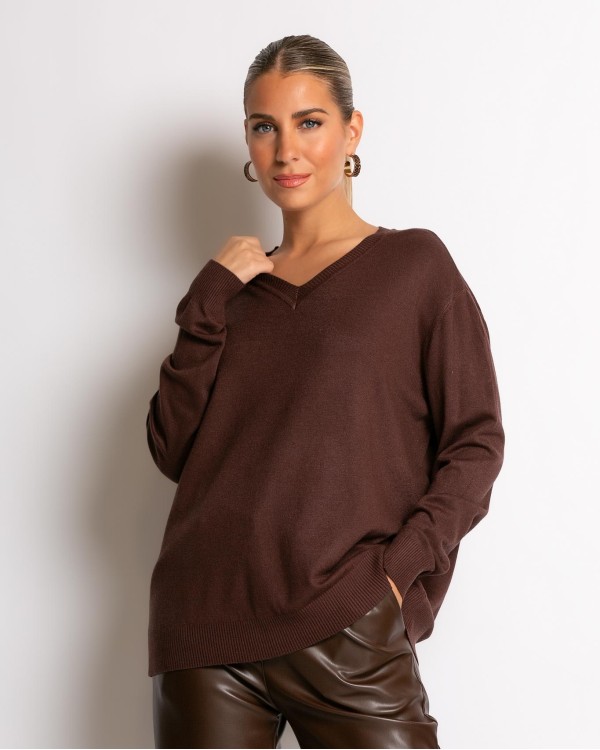 Μπλούζα ψιλό πλεκτό απαλή υφή με V μπορντώ