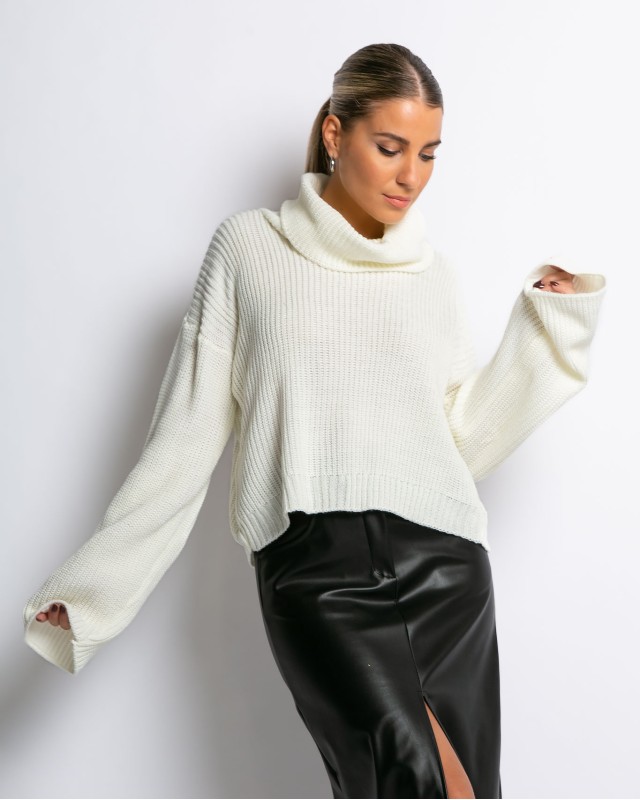 Μπλούζα πλεκτή ζιβάγκο εκρού