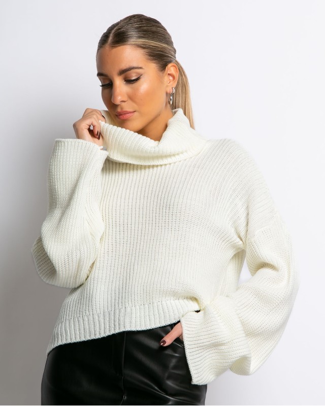 Μπλούζα πλεκτή ζιβάγκο εκρού