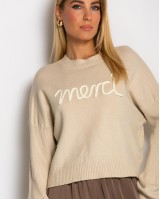 Μπλούζα μακρυμάνικη Merci μπεζ