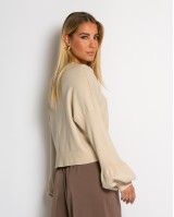 Μπλούζα μακρυμάνικη Merci μπεζ