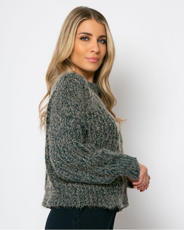 Πλεκτό  πετρόλ-μπεζ