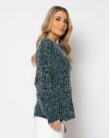 Πλεκτό   πετρόλ-λευκό