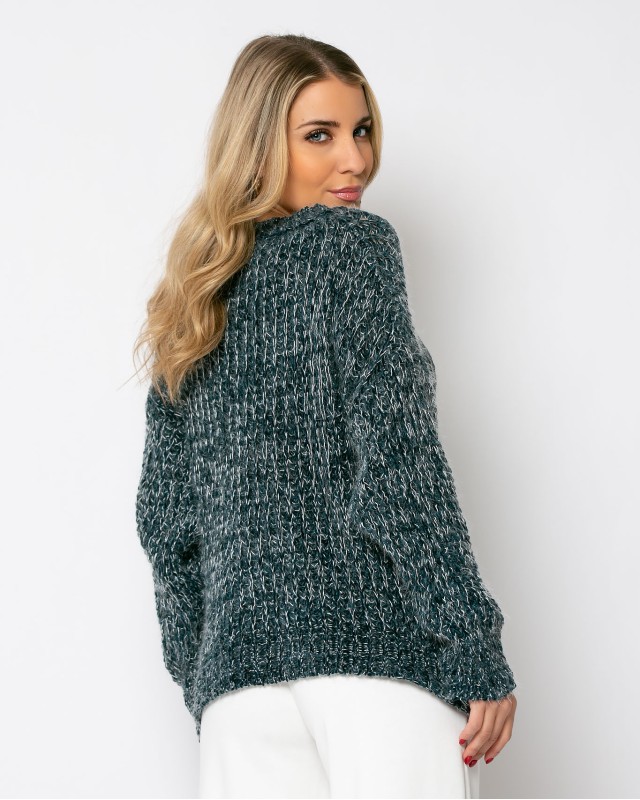 Πλεκτό   πετρόλ-λευκό