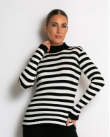 Μπλούζα πλεκτή ριγέ λουπέτο μάυρο