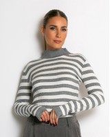 Μπλούζα πλεκτή ριγέ λουπέτο γκρι