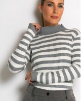 Μπλούζα πλεκτή ριγέ λουπέτο γκρι
