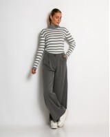Μπλούζα πλεκτή ριγέ λουπέτο γκρι