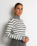 Μπλούζα πλεκτή ριγέ λουπέτο γκρι