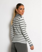 Μπλούζα πλεκτή ριγέ λουπέτο γκρι
