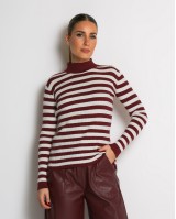 Μπλούζα πλεκτή ριγέ λουπέτο μπορντώ